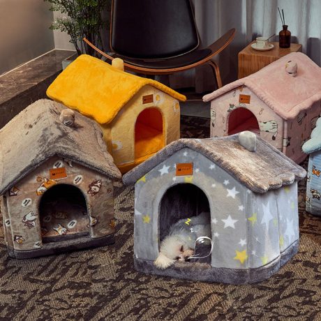 Cozy Plush Foldable Winter Dog House